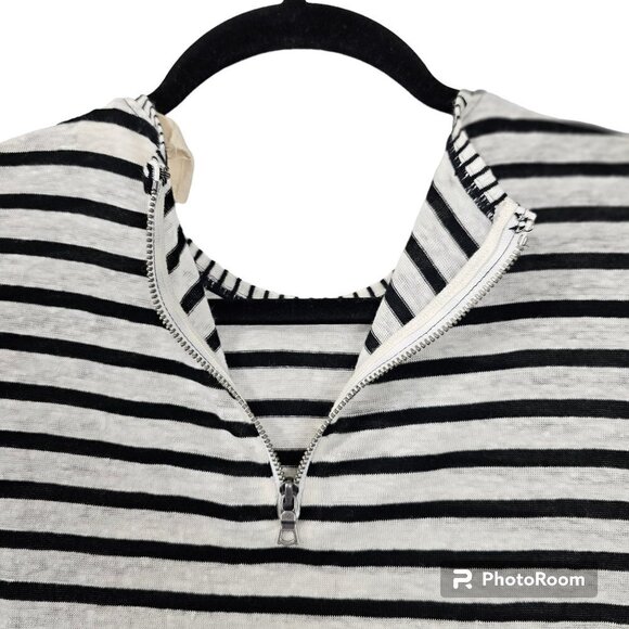 Alice + Olivia by Stacey Bendet Striped Short Sleeve Linen Blend Shift Dress - Picture 6 of 9